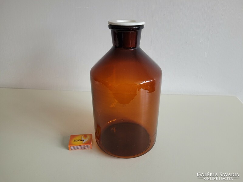 Old vintage large 3 liter brown apothecary glass apothecary glass pharmacy bottle