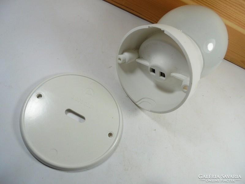 Retro wall lamp glass shade plastic socket e 14 small sockets approx. From the 1970s