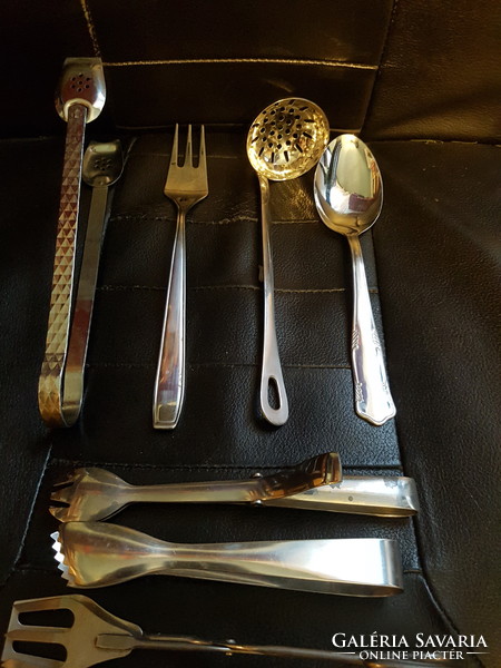 Inox serving tools, tongs, tweezers. Spoon, fork. Vitange.