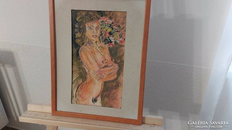 (K) g. Soldier tibor nude painting, picture 32x43 cm with frame