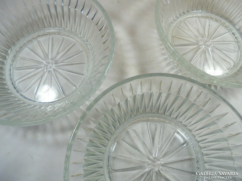 Retro old glass bowl compote salad serving dish convex - 3 pcs