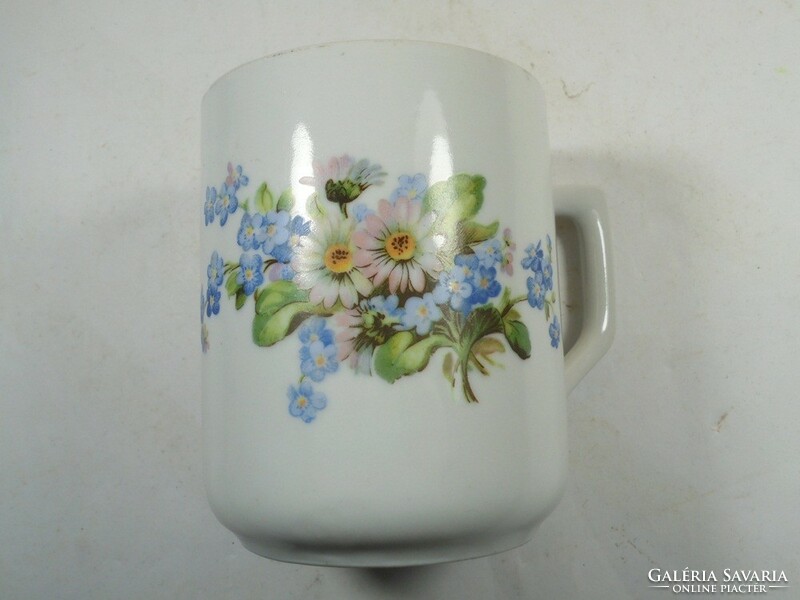 Retro régi jelzett Zsolnay porcelán bögre virágmintás