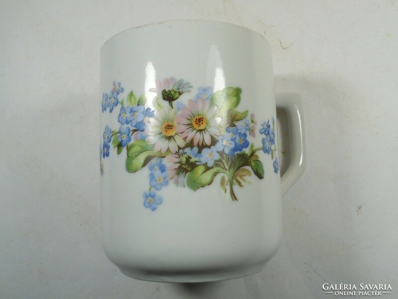 Retro old marked Zsolnay porcelain mug with flower pattern