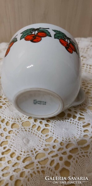 Zsolnay, porcelán cseresznye mintás, nagy méretű csésze, bögre