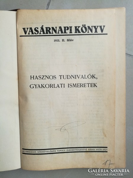 Vasárnapi könyv  1931. II. félév. 1-26 szám