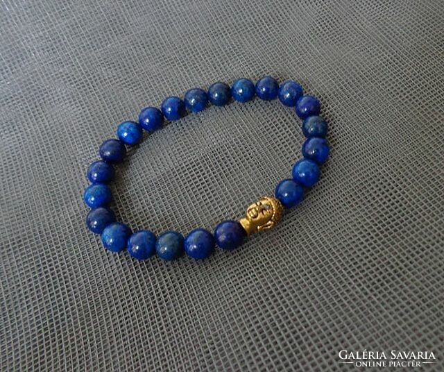 Lapis ball bracelet with Buddha head ornament