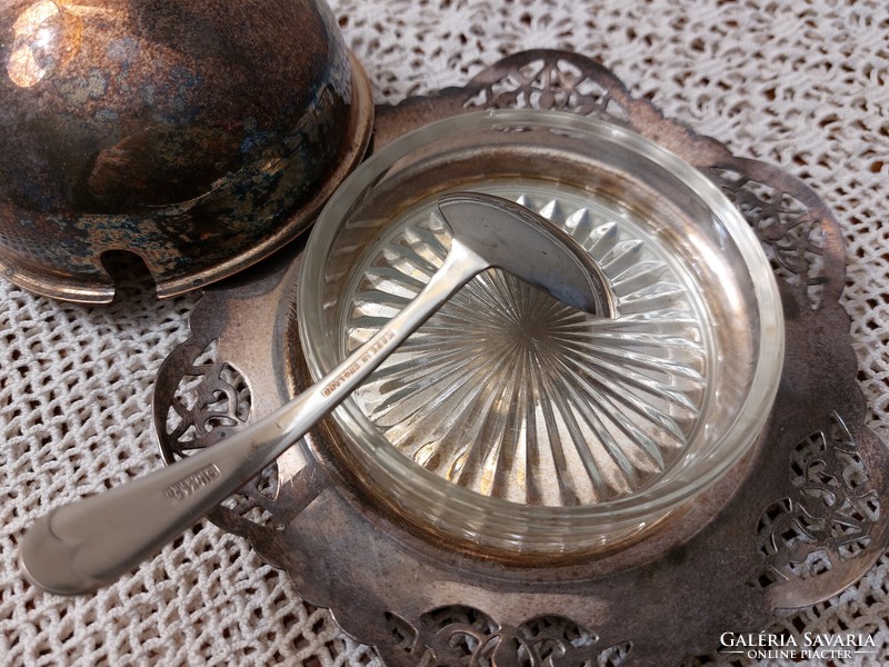 Old silver-plated caviar serving bowl with caviar lid