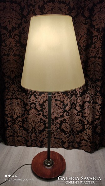 Luxury vintage zenith Scandinavian design 3-burner copper wood leather floor lamp marked original rarity