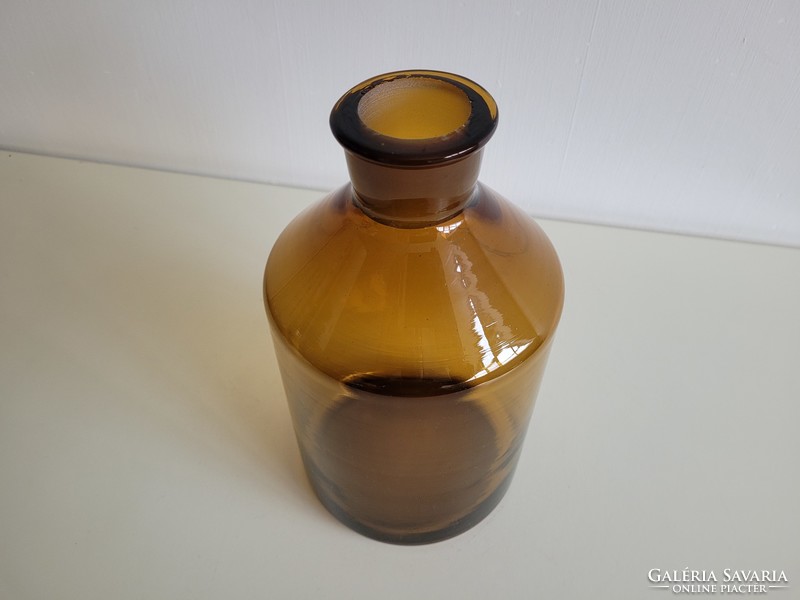 Régi nagy méretű 3 literes borostyán színű patikai üveg patikaüveg gyógyszertári palack