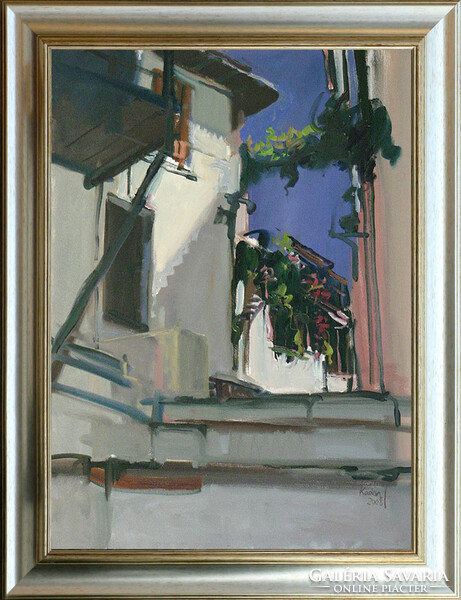 Tibor Kádár: Greek alley - with frame 82x62 cm - artwork 70x50 cm - 169/704
