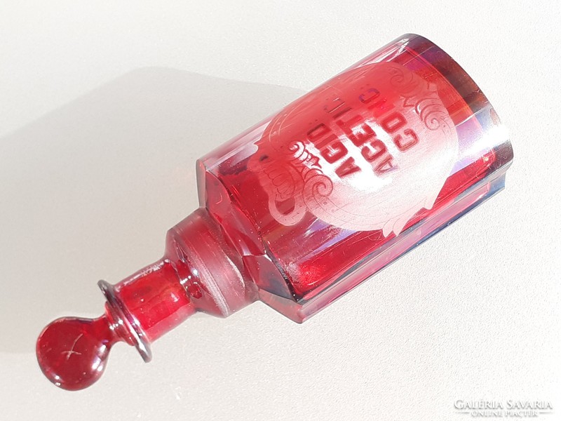 Antik rubinüveg patikaüveg bíbor gyógyszertári régi dugós palack