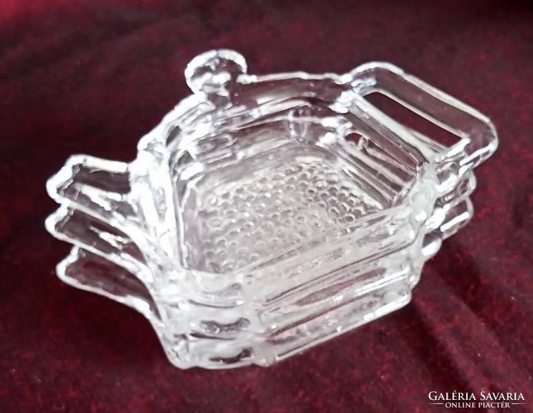 Teás kanna alakú üveg teafilter tartó tálka 8x11cm 3db darabonként