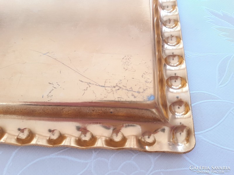 Retro aluminum tray in metallic gold color
