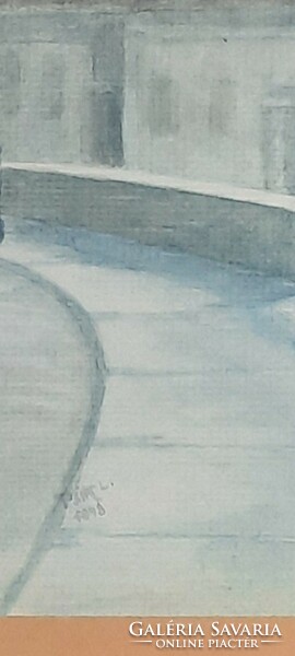 Psik Lajos: Budai Várnegyed (utcarészlet), eredeti jelzett akvarell, 1943