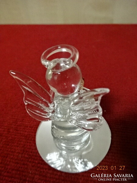 Karácsonyi üveg angyalka, piros szívvel, magassága 4,5 cm. Vanneki! Jókai.