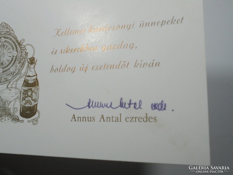 Old Christmas card signed by Colonel Annus Antal (victim of plane crash)