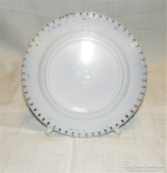 Antik áttört szélű kobalt kék madaras  porcelán tányér