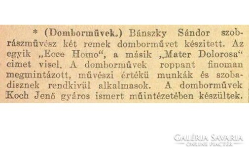 Bánszky Sándor (1888-1918): Mater Dolorosa / Mária, a Fájdalmas anya