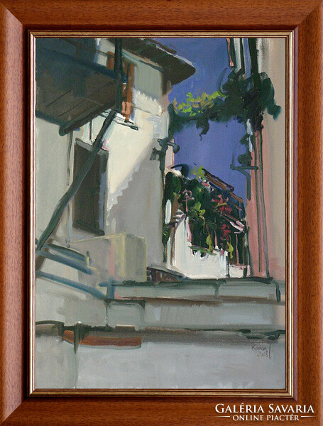 Tibor Kádár: Greek alley - with frame 82x62 cm - artwork 70x50 cm - 169/704