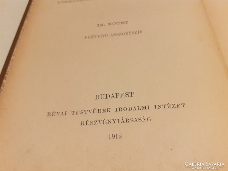 Antik könyv 1912 Egetvívó Asszonyszív Jókai Mór Hátrahagyott Művei 9. kötet