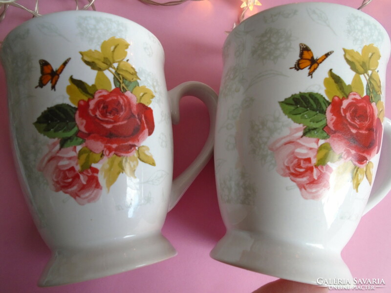 2 pcs. New pink butterfly mug.