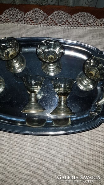 6 Polished liqueur glasses with alpaca base