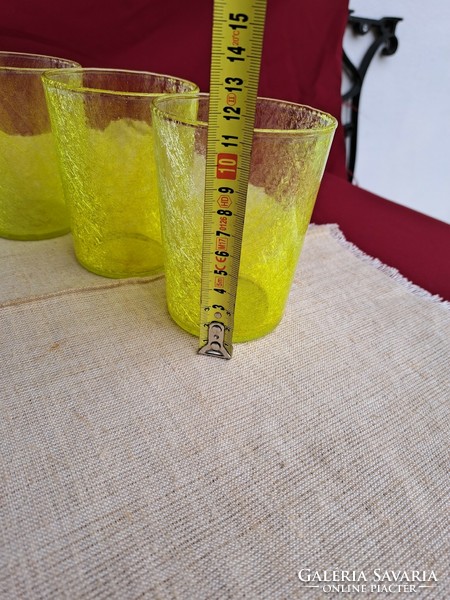 Retro ritka sárga pohár poharak repesztett Gyönyörű  Fátyolüveg fátyol karcagi berekfürdői üveg