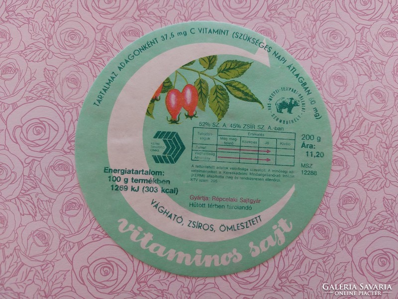 Retro cheese box label with vitamin cheese