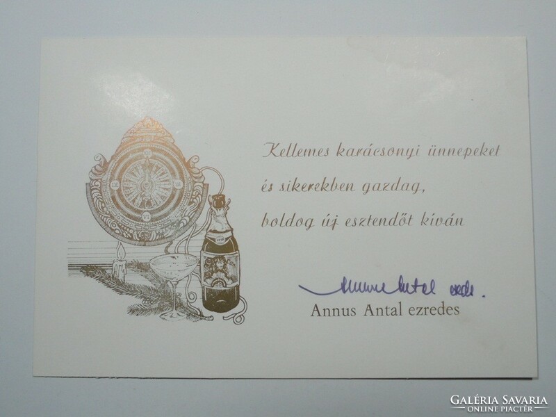 Old Christmas card signed by Colonel Annus Antal (victim of plane crash)
