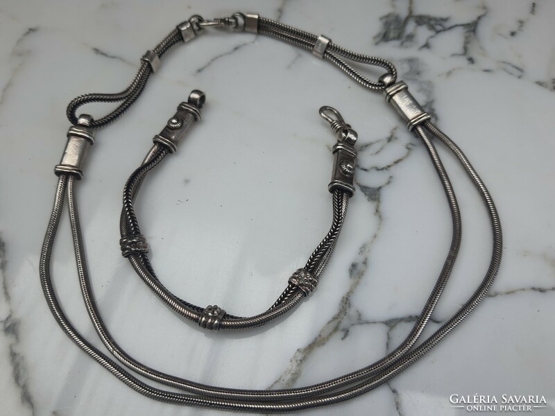 Only for the discerning! Unique goldsmith's silver necklace and bracelet