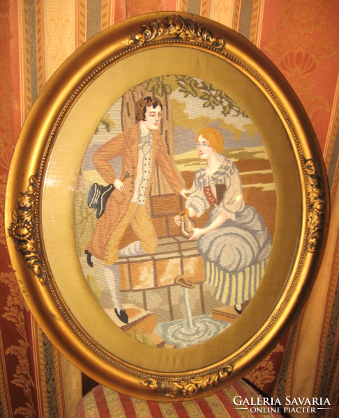 Special offer! Large turn of the century tapestry picture in an oval frame
