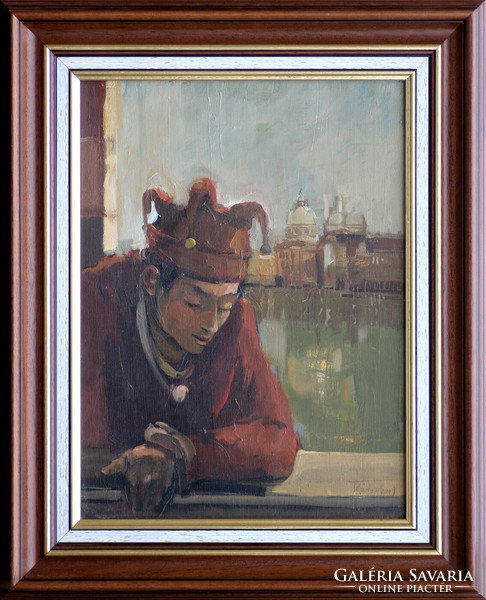 Tibor Kádár: In carnival costume - with frame 52x42 cm - artwork 40x30 cm - 108/023