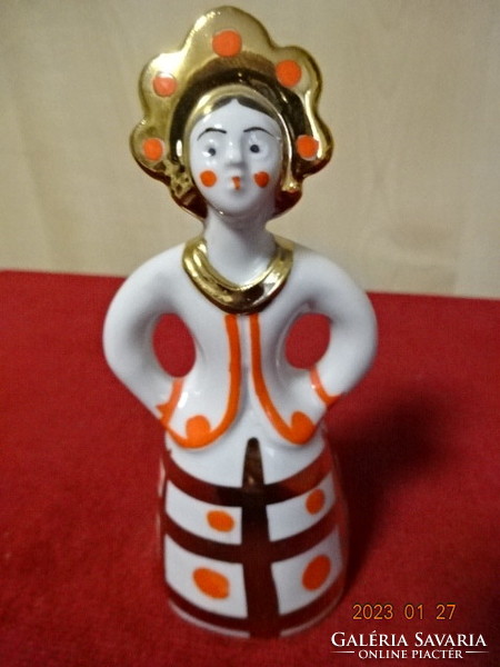 Russian Dulevo porcelain figure, woman in folk art dress. He has! Jokai.