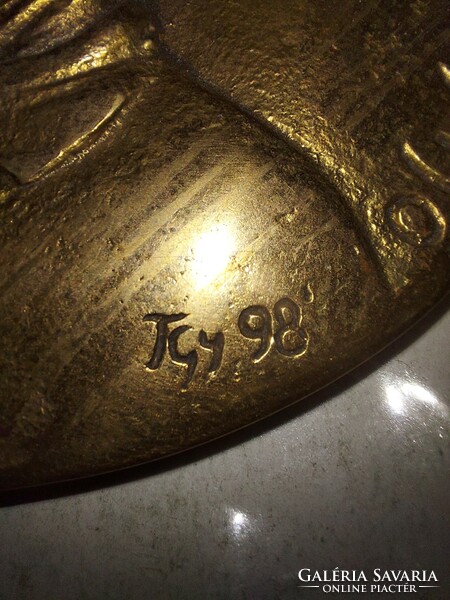Bronz emlékérem, szignós, 99 mm, 319 gr, Hölgy