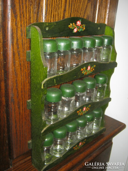 Retro wooden hand-painted spice rack