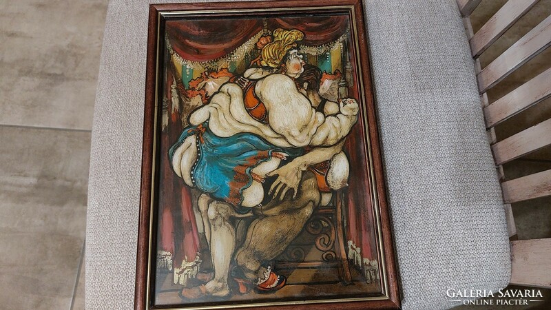 (K) 18+ shield erotic painting with 32x23 cm frame