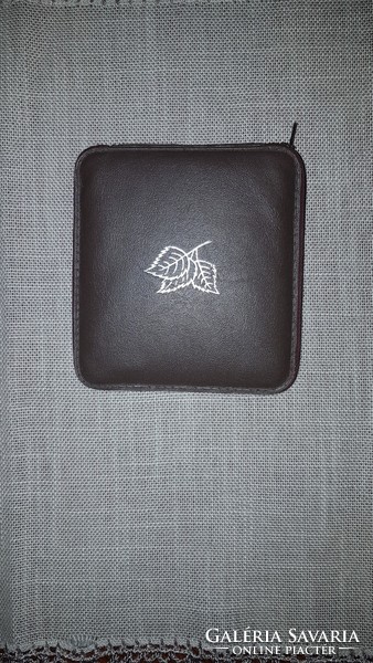 8 pcs antique manicure set, in a leather case