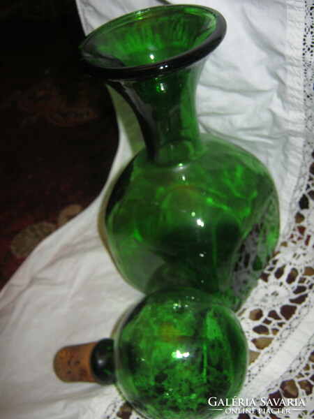 Óriás gömb dugós vintage 1 L zöld palack