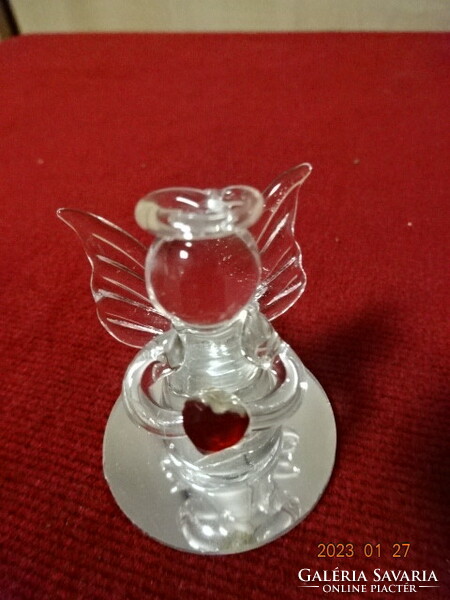 Christmas glass angel face, with a red heart, height 4.5 cm. He has! Jokai.