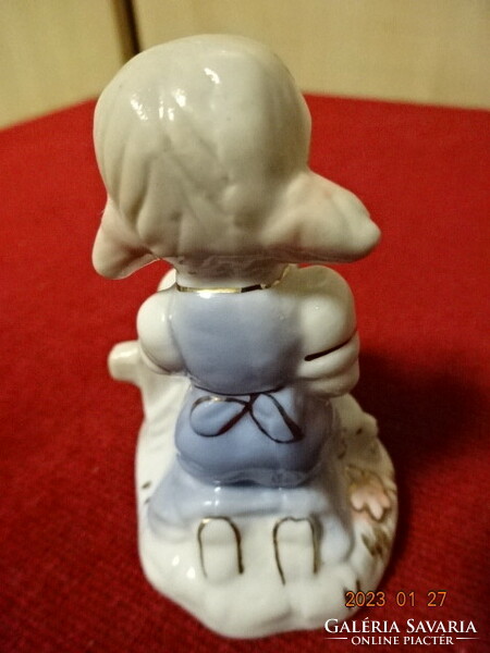 German porcelain figure, little girl with her dog, height 7.8 cm. He has! Jokai.