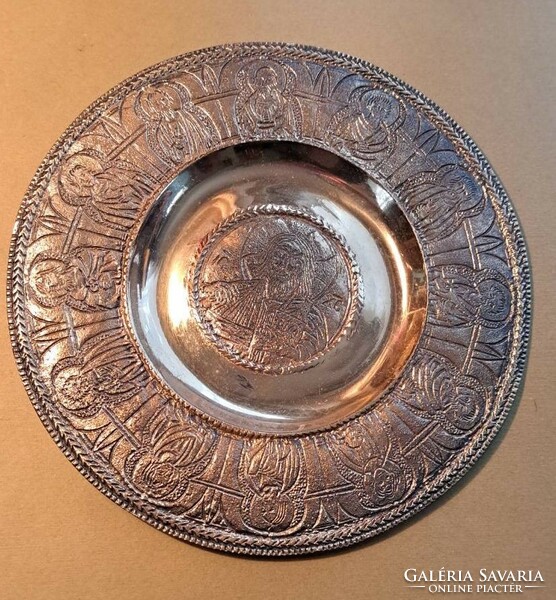Solid bronze biblical bowl with 12 apostles.