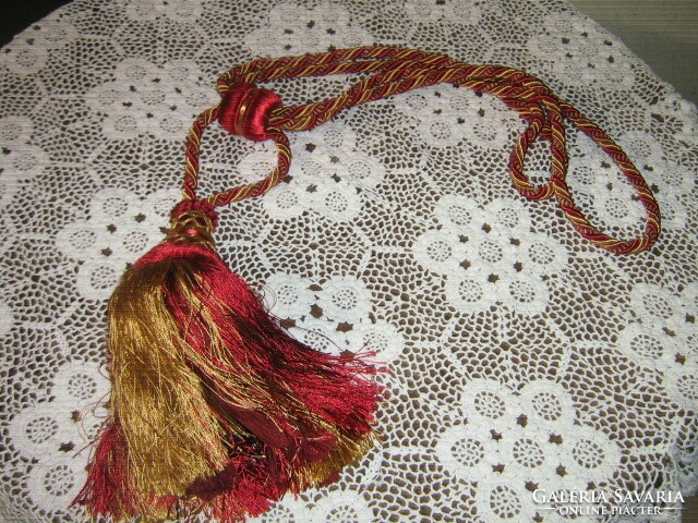 Gorgeous vintage cherry burgundy and gold curtain tie with tassels