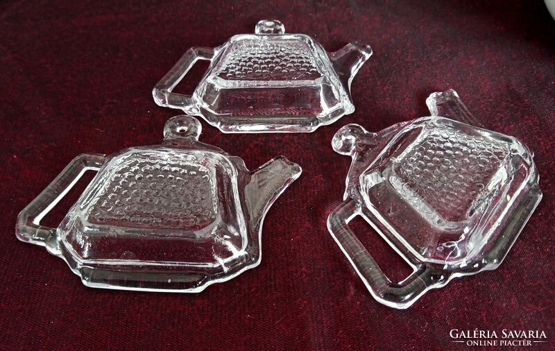 Tea pot-shaped glass tea filter holder bowl 8x11cm 3 pieces per piece