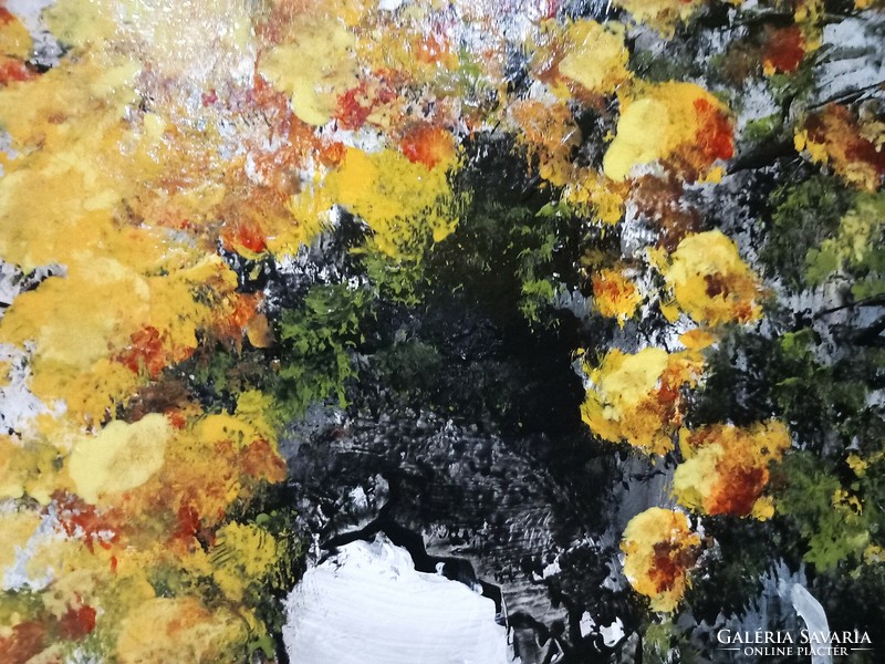 "RAGYOGÓ-SÁRGA"virágcsendélet"festmény farostlemezen 40 x 50 cm