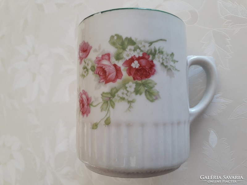 Régi Zsolnay porcelán rózsás bögre teás csésze