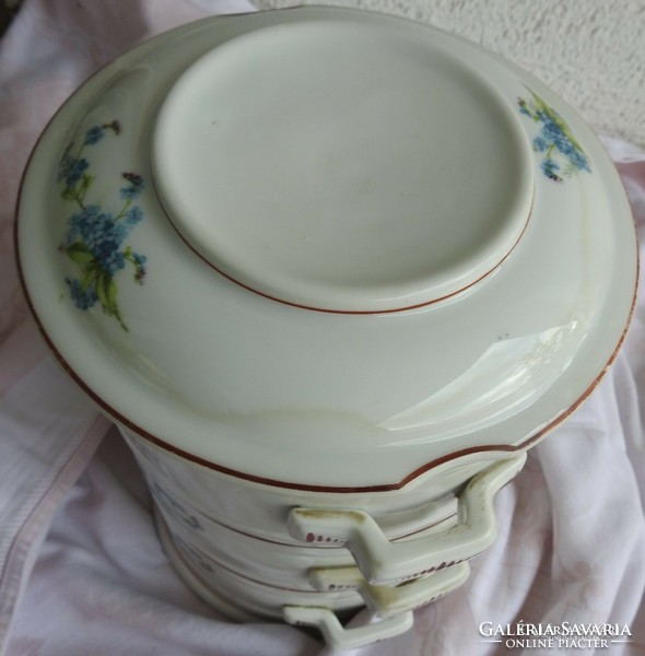 Antique forget-me-not porcelain double-decker food barrel