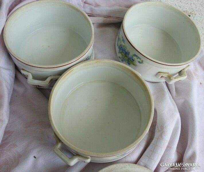 Antik nefelejts mintás porcelán emeletes ételhordó