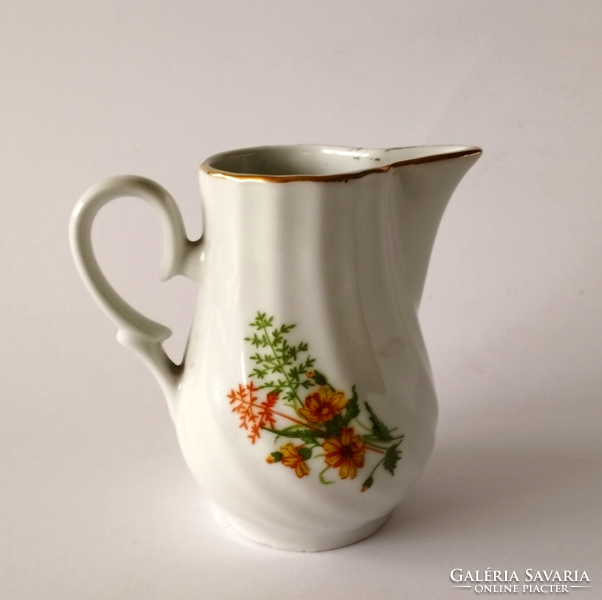 Small porcelain milk and lemon juice dispenser with an old marked field flower pattern