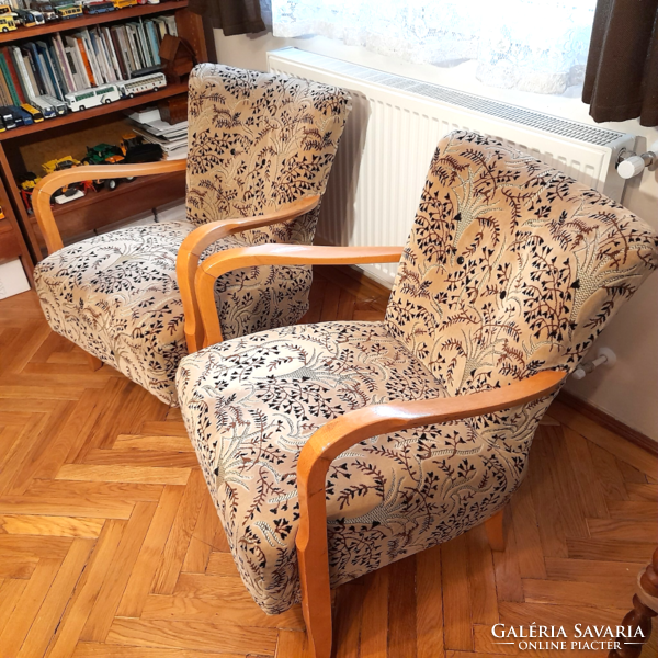 Antique retro armchairs reupholstered and refurbished from the 60s