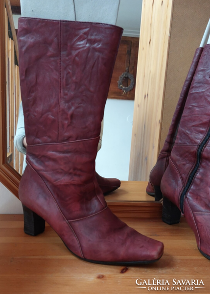 Sebastiano 37 burgundy soft leather boots